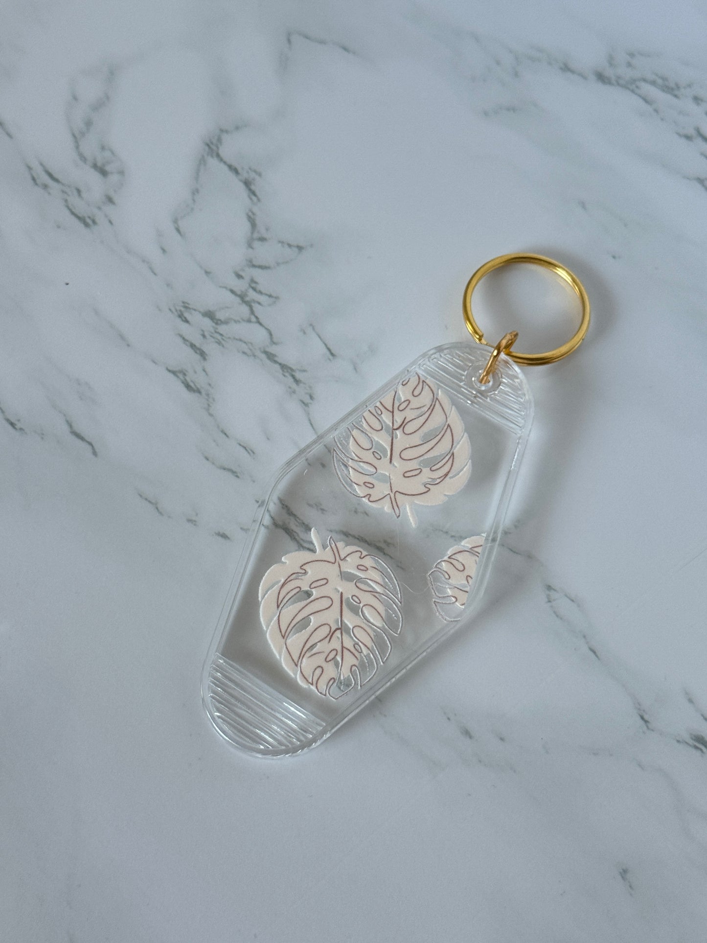 Pink Leaf Acrylic Keychain