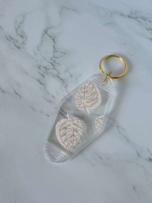 Pink Leaf Acrylic Keychain