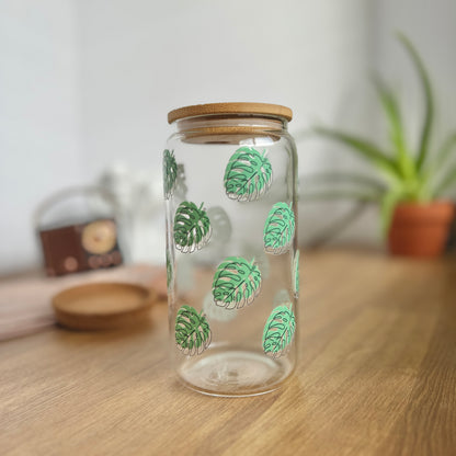 Green Palm Glass Tumbler