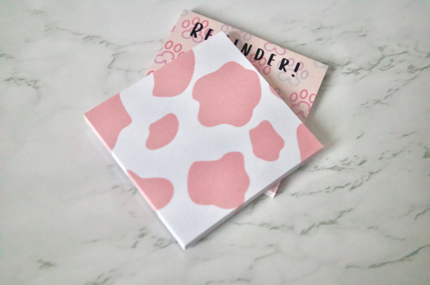 Pink Cow Print Sticky Note