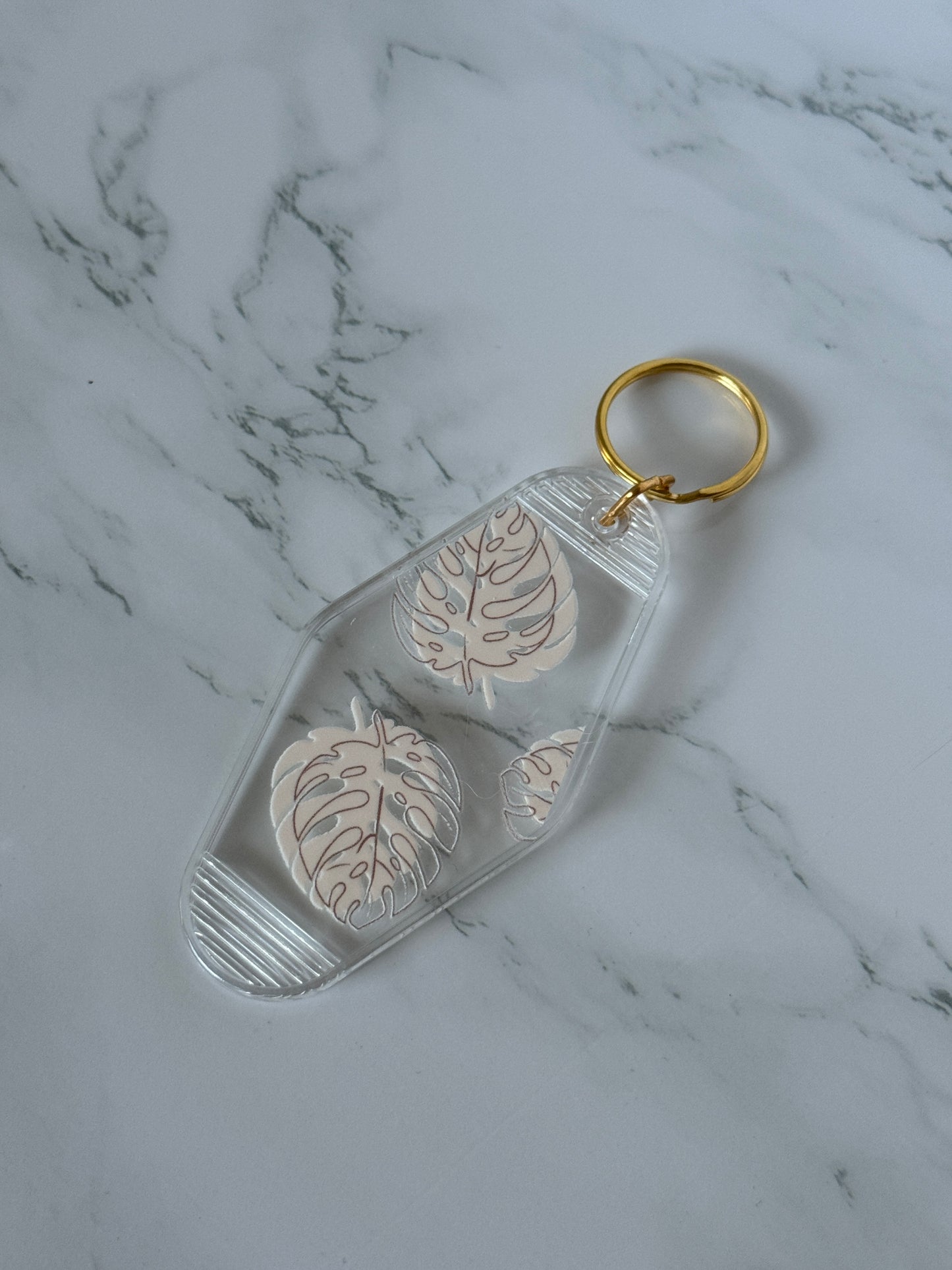 Pink Leaf Acrylic Keychain