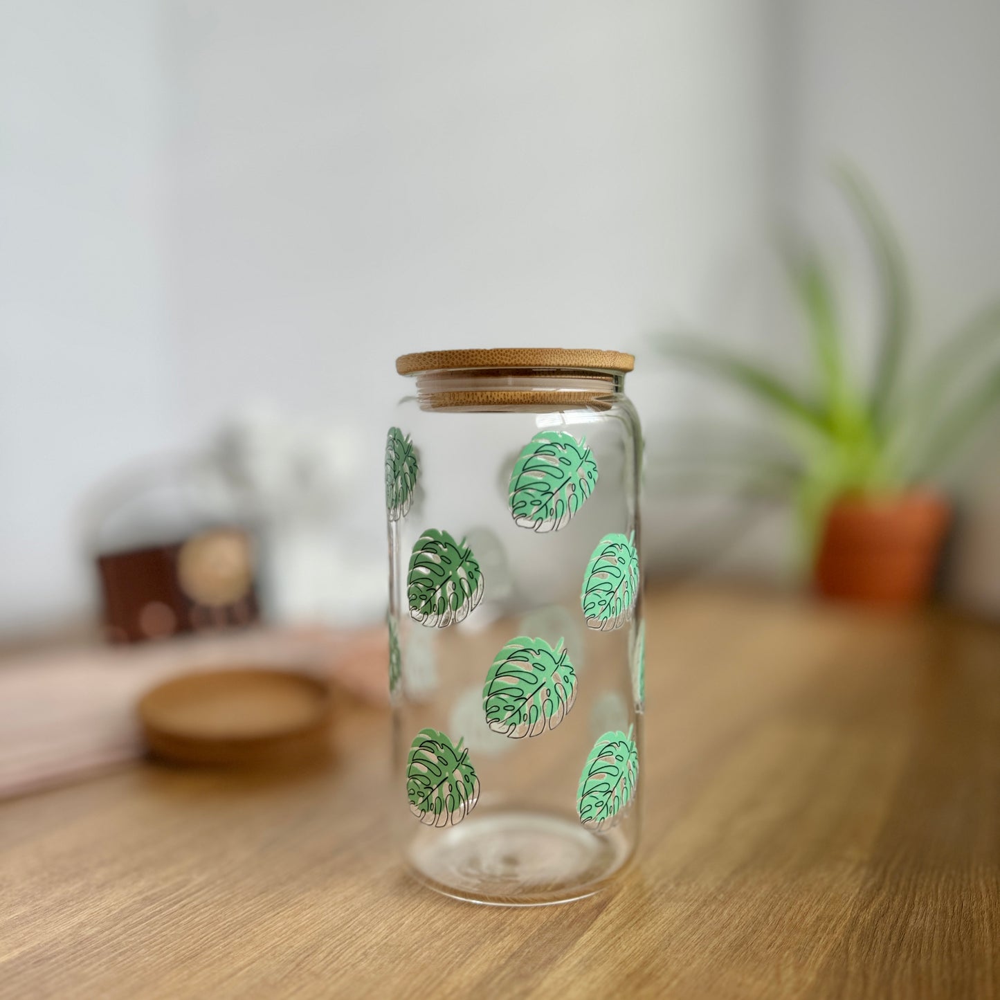 Green Palm Glass Tumbler